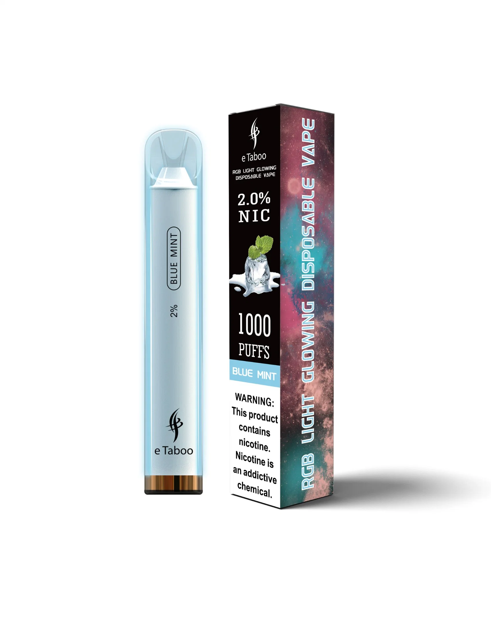 Prix usine Etabou RVB Vape jetable avec saveur de fruit léger ELiquid 1000 LED feuilletées Vape Pen Wape Shisha