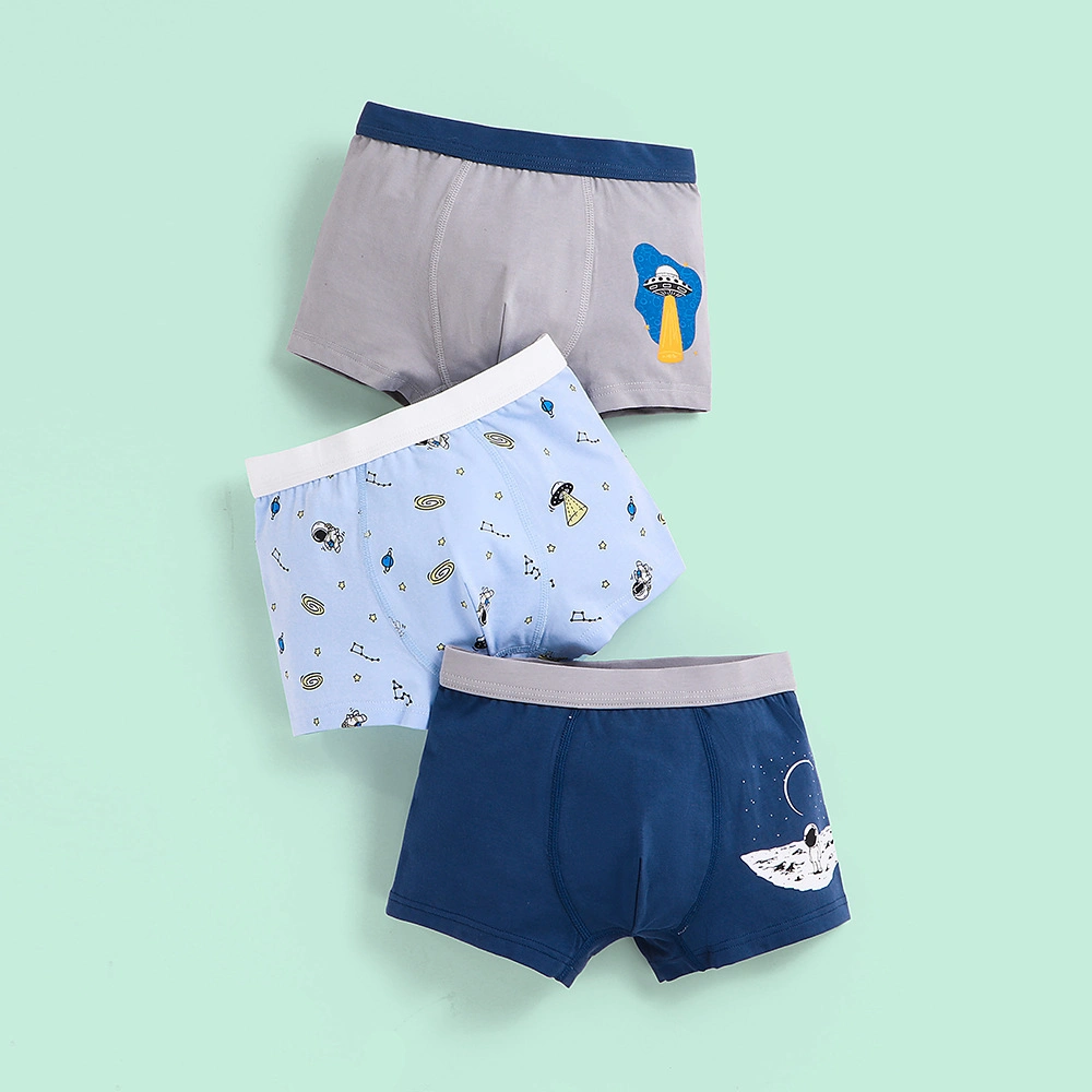 Boys' Underwear High Elastic Cotton-Wormwood Anti-Bacterial Cartoon Medium Children's Boxer Shorts Three-Piece