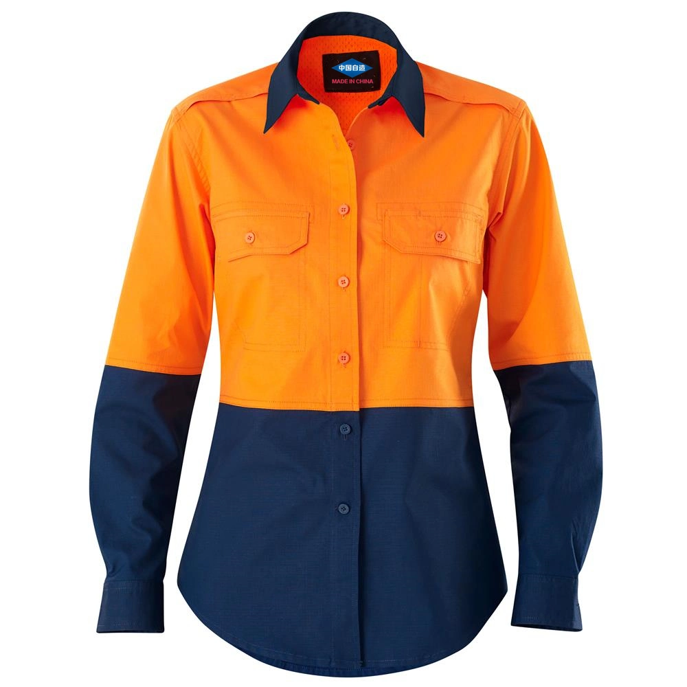 High Visibility Insect Repellent Impregnated Women Orange Navy Work Shirts