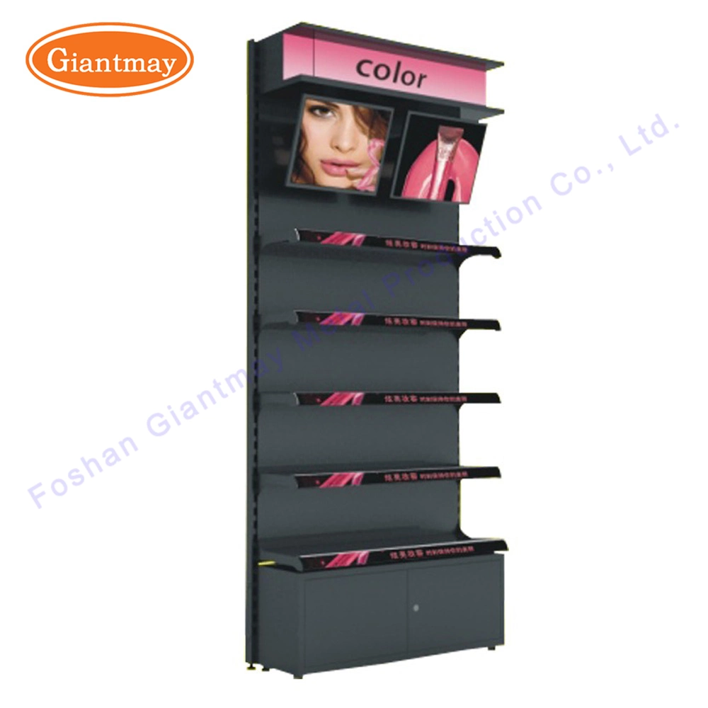 High Quanlity Metal Cosmetic Makeup Product Exhibition Display Stand with Glass Shelf