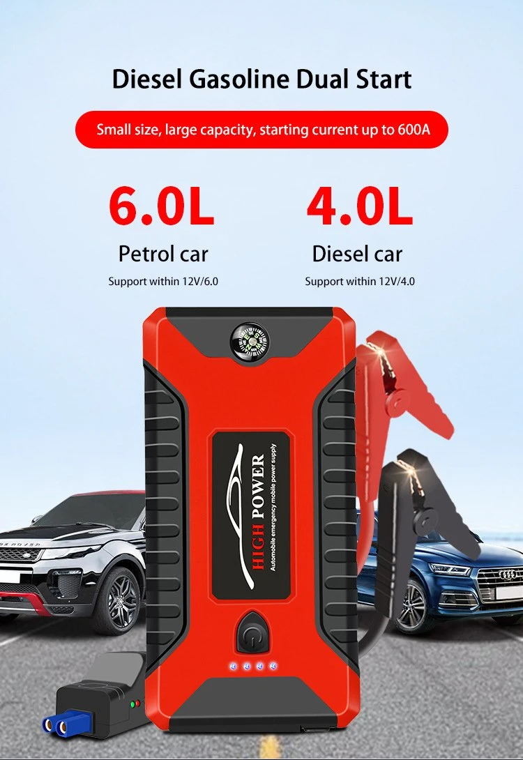 Saut de voiture 12 V du démarreur l'outil d'urgence multifonction avec SOS Lampe Chargeur de batterie de voiture Jump Starter