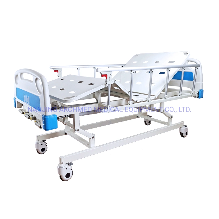 Hospital Furniture Three Cranks Functions Adjustable Manual Nursing Patient Hospital Bed with ABS Panels