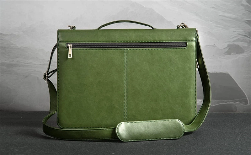 Customized Padfolio Crossbody Green Vegan Leather A4 Clipboard Portfolio