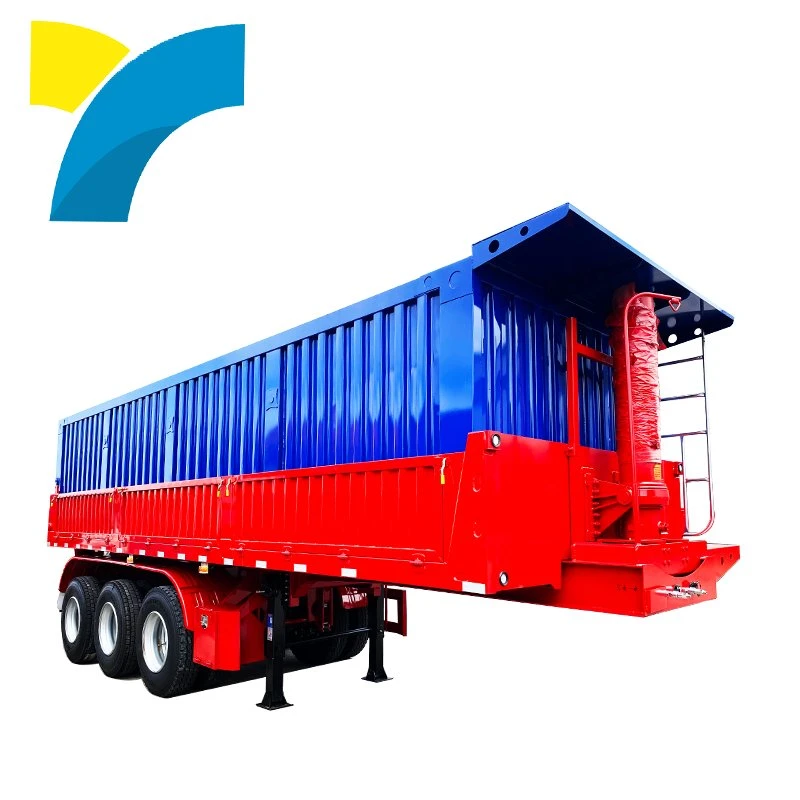 3 Axles Tri-Axles 40t 60t 80t Dump Trailer Rectangle Shape Hydraulic Oil Cylinder Tipper Trailer Semi Dump Trailer