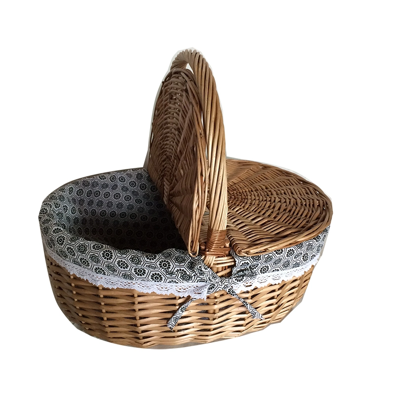 Wholesale/Supplier Willow Basket with Handle Lining Storage Fruit Picnic Baskets