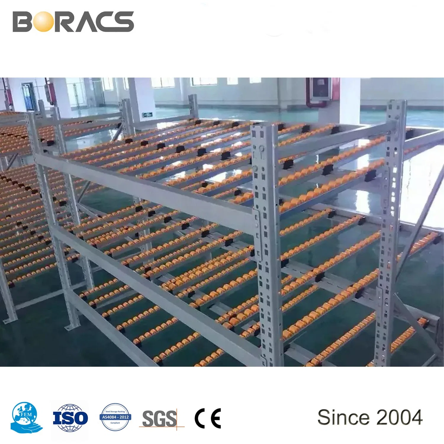 Rayonnages de stockage de la gravité de la Chine fifo Carton Flow Rack Racks de stockage par le biais de flux de rouleau de soutirage avec boîtier en plastique Bin