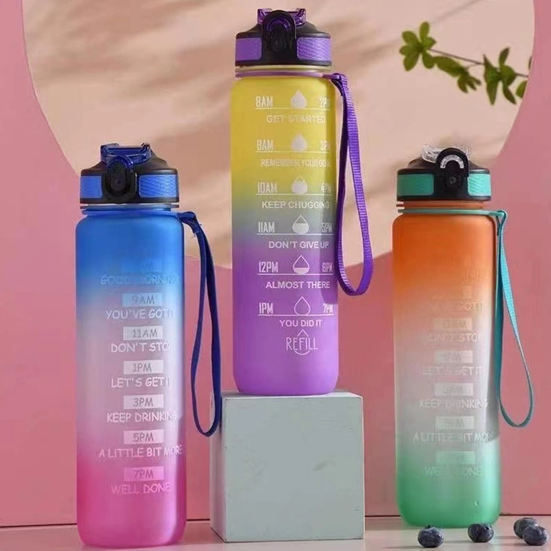 Recipiente de garrafa de água de plástico Sports para ginásio portátil de 1000 ml para utilização no exterior Personalizado