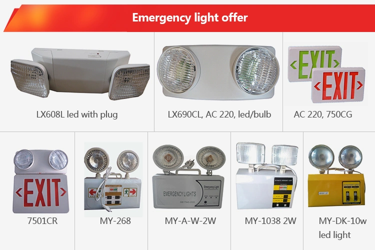 En la pared del tubo fluorescente de luz de emergencia