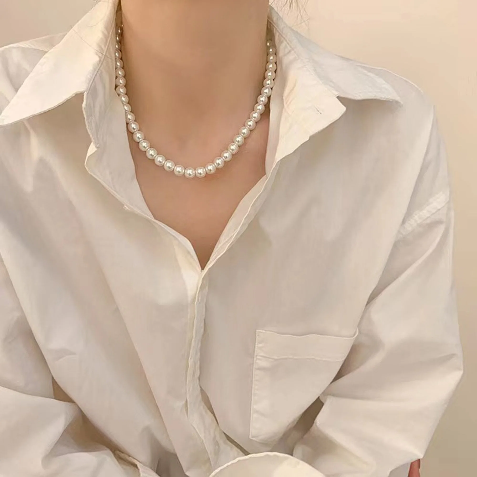 Wedding Pearl Necklace for Brides Imitation Pearl Diomoud Necklace