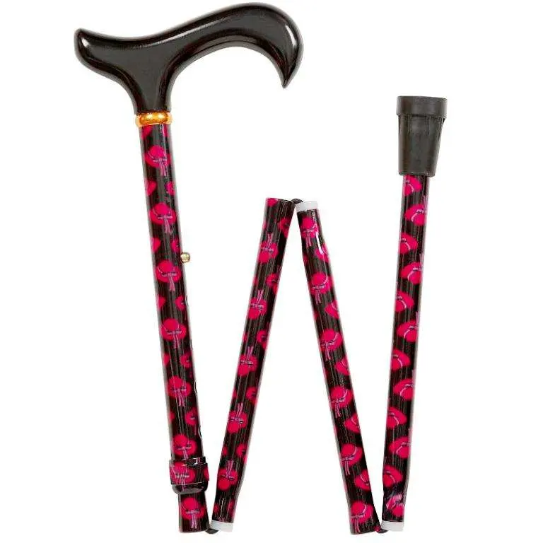 2023 Lightweight and Adjustable Walking Stick, Purple and Pink Flowers Design