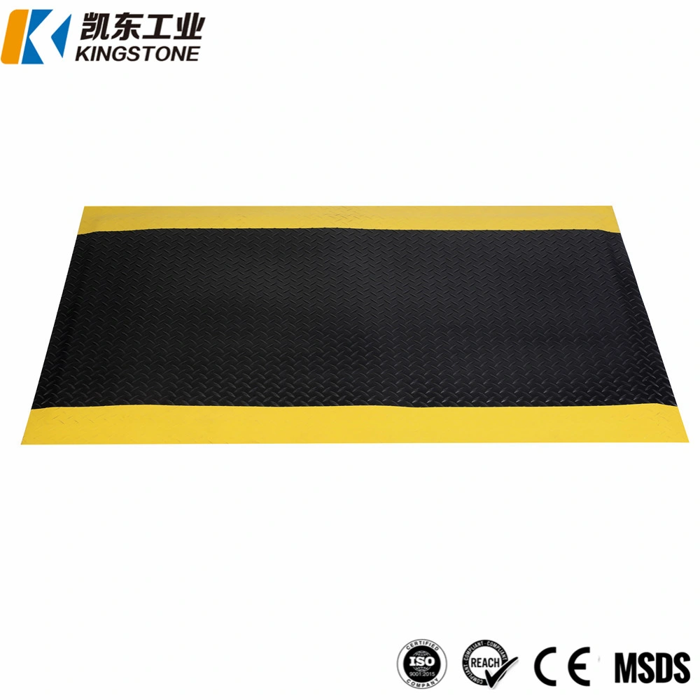 Whole Sale Industrial Standing Diamond Anti Fatigue PVC Foam Sheet/Floor with Yellow Edeges