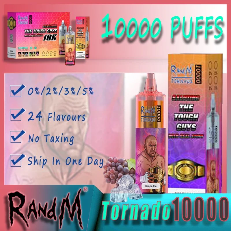 Оригинальный Randm Tornado 10000 Puff одноразовые E сигареты Vape Recharge 0%/2%/3%/5% E-Liquild 20 мл Пфф 10000