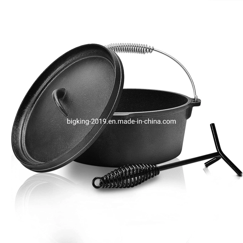 Thickened Cast Iron Pot Outdoor Camping Dutch Sling Pot Barbecue Soup Pot