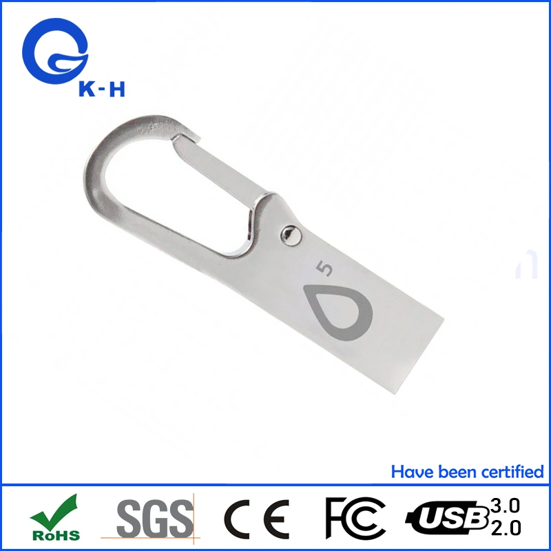 Benutzerdefinierte Logo Hook Form Metallic USB-Flash-Laufwerk Schlüssel