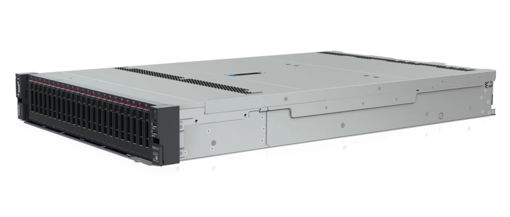 La nueva serie Lenovo Thinksystem SR650 V2 Server rack 2U admite hasta 32 ranuras para memoria DDR4.