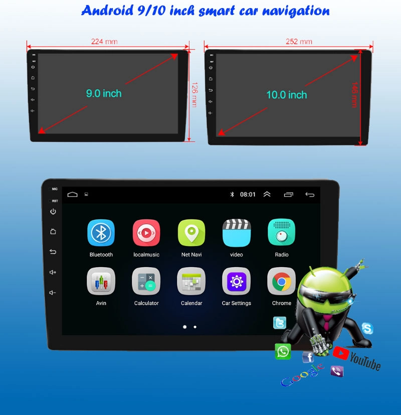 Android Car Head Unit Car Android Player 9 بوصات، 10 بوصات T3l، Xy9216b