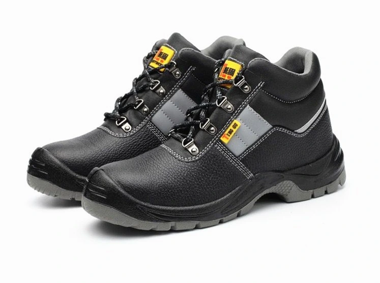 High Cut Steel Toe Shoes Safety Footwear Black Leather Safety Shoes