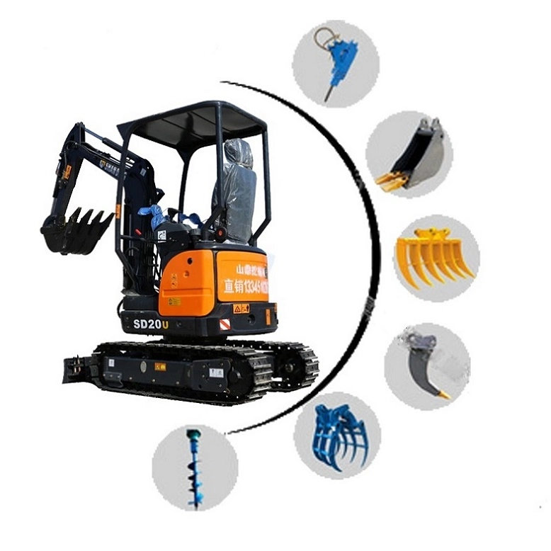 Coupon de trésorerie de la vente de 2 tonnes mini SD20u Digger Earth-Moving pelle excavatrice chenillée hydraulique