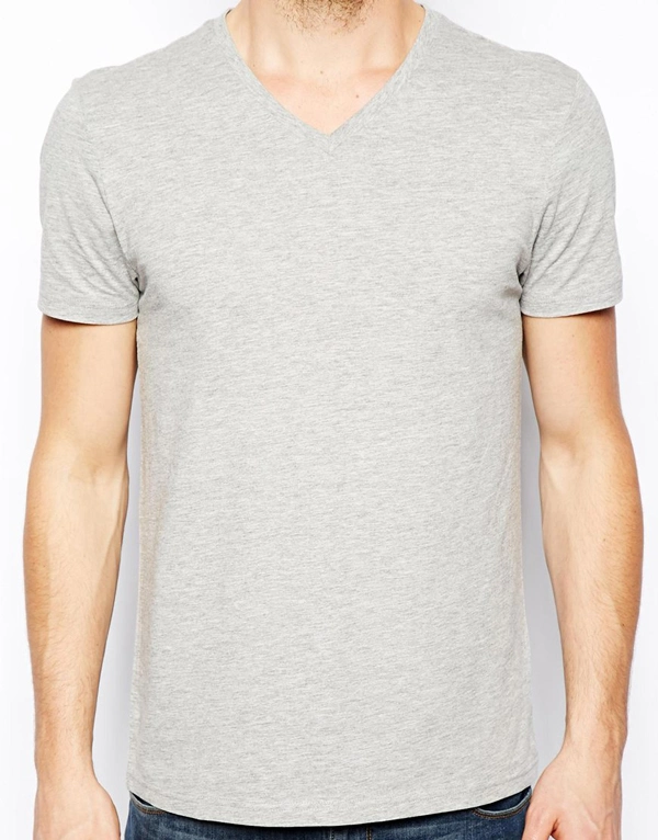 Los hombres de Diseño de precio de fábrica barata 100% algodón gris llanura Camiseta Cuello V