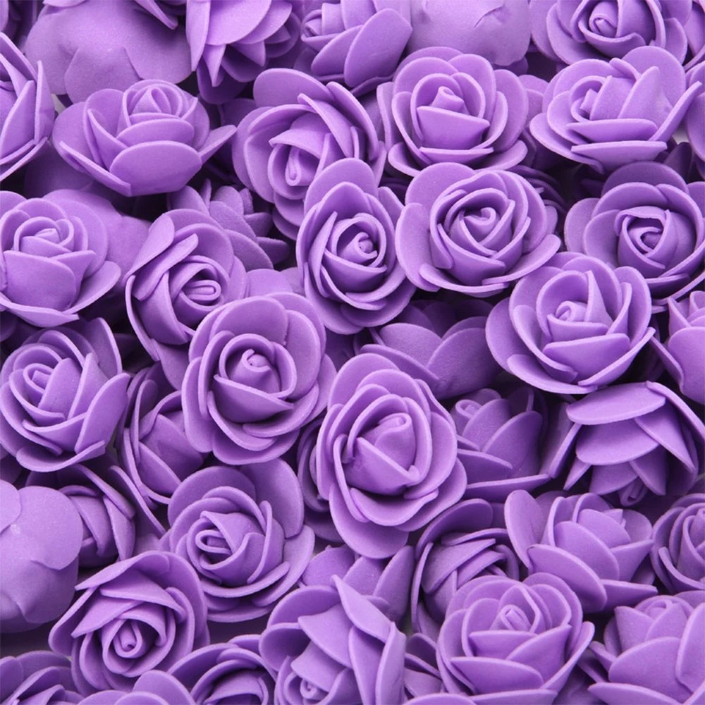 Colorful PU Material Decorative Artificial Flower Single Rose Shape Flower for Wedding Using Handmade Foam Rose Head