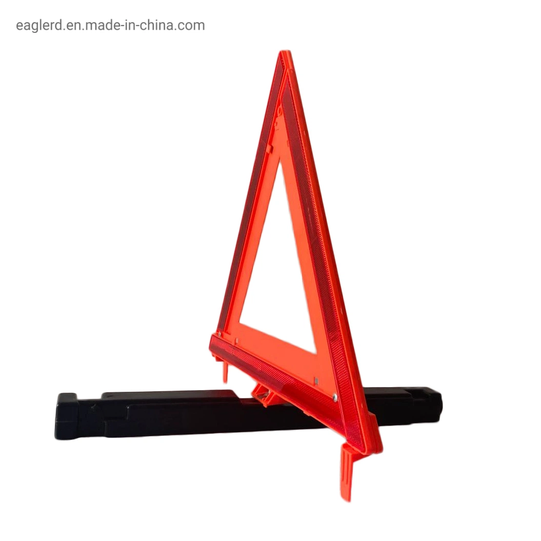 Car Sign Red Emergency Warning Reflective Triangle with Sand Filled Base