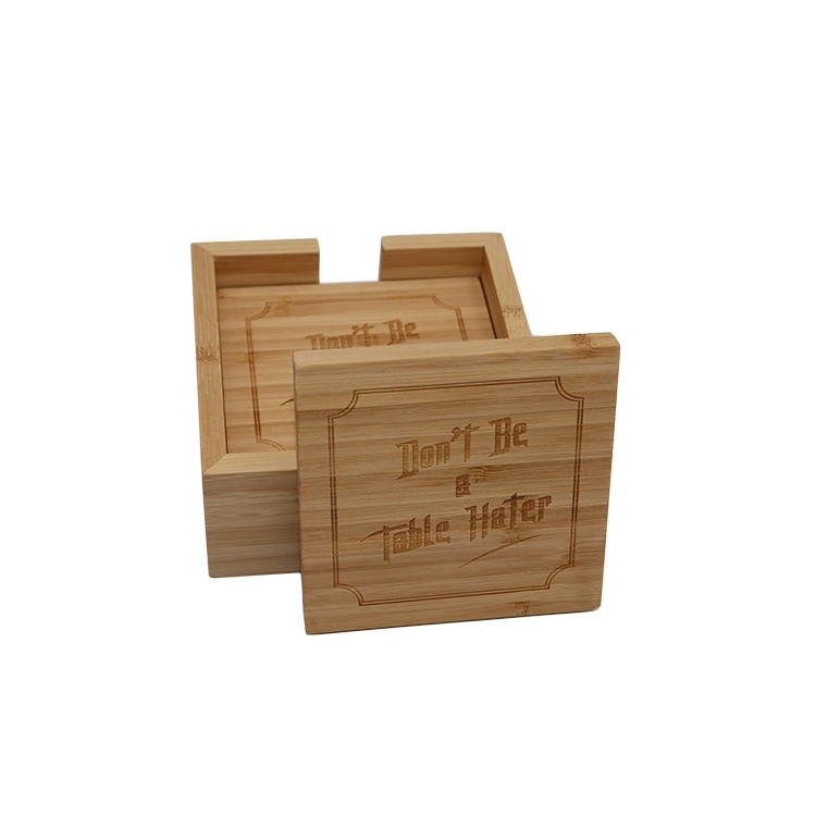 10*10mm Square Bamboo Coaster 4 PCS in a Bamboo Holder