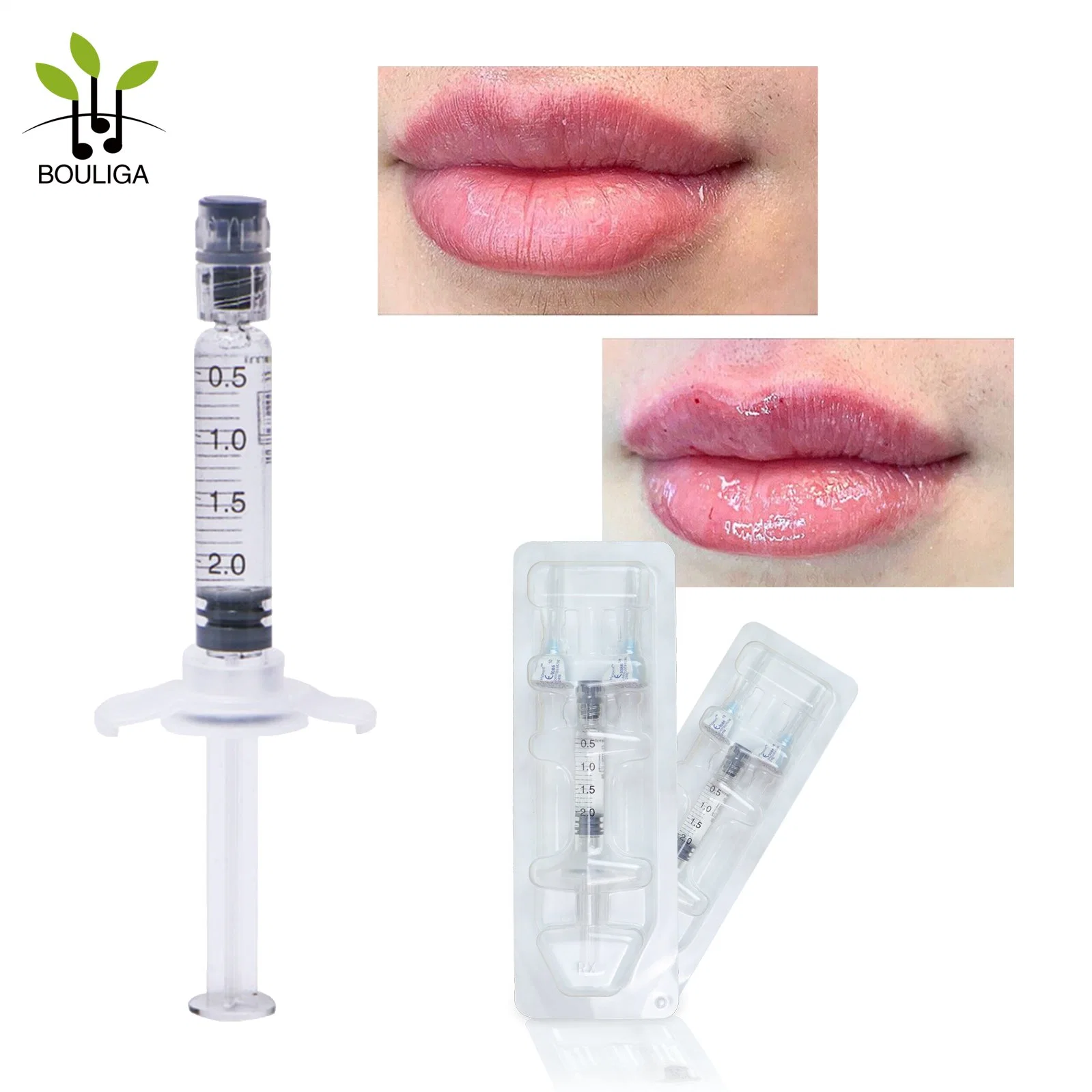 Marca de fábrica Cross-Linked Bouliga 2ml de ácido hialurónico puro hectáreas para el aumento de labios