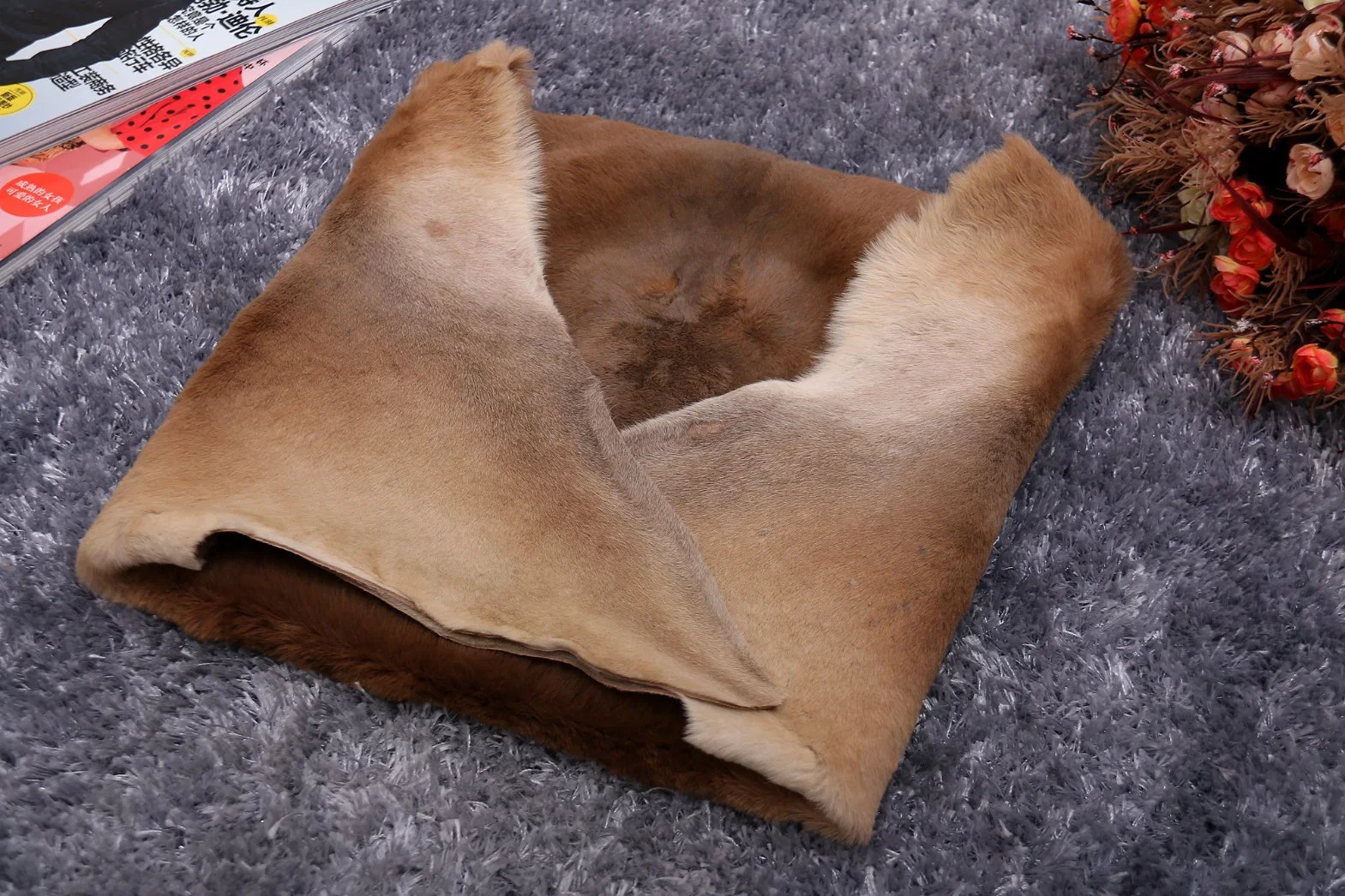 Australian Kangaroo Skin with Tail Rug Carpet Throw for Chair Floor Interior Decor