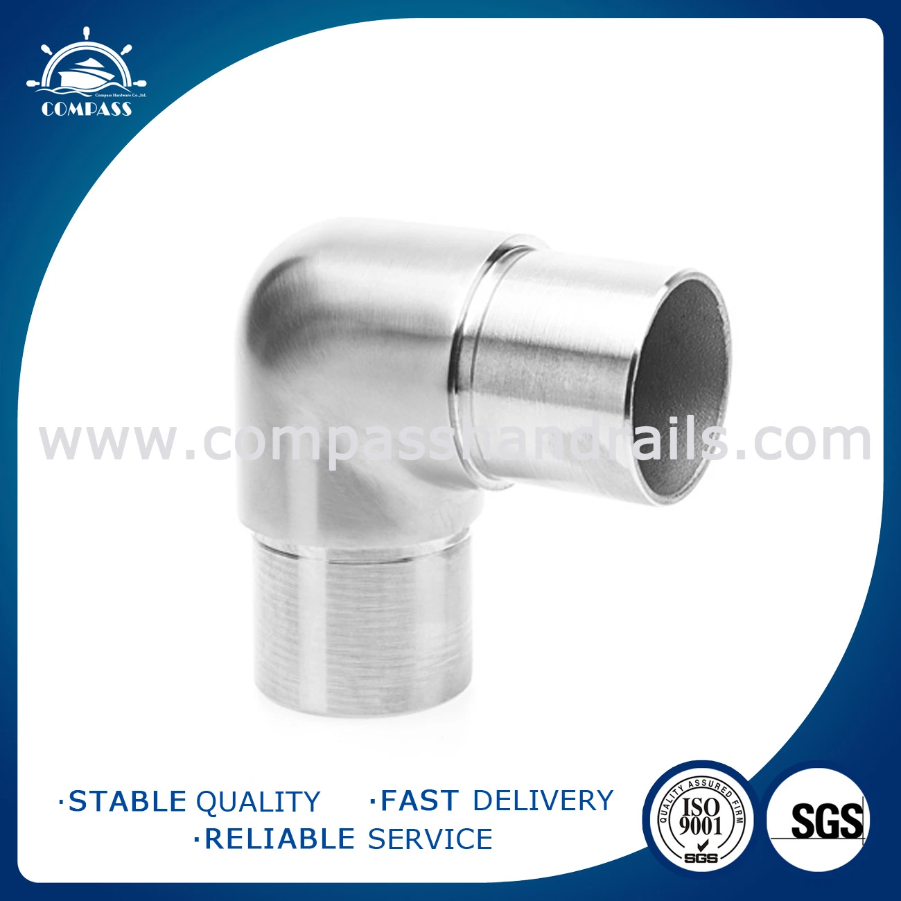 Stainless Steel Round Tube End Elbow 316 Stainless Steel Railing Tube Connector Stair Handrail Slotted Pipes