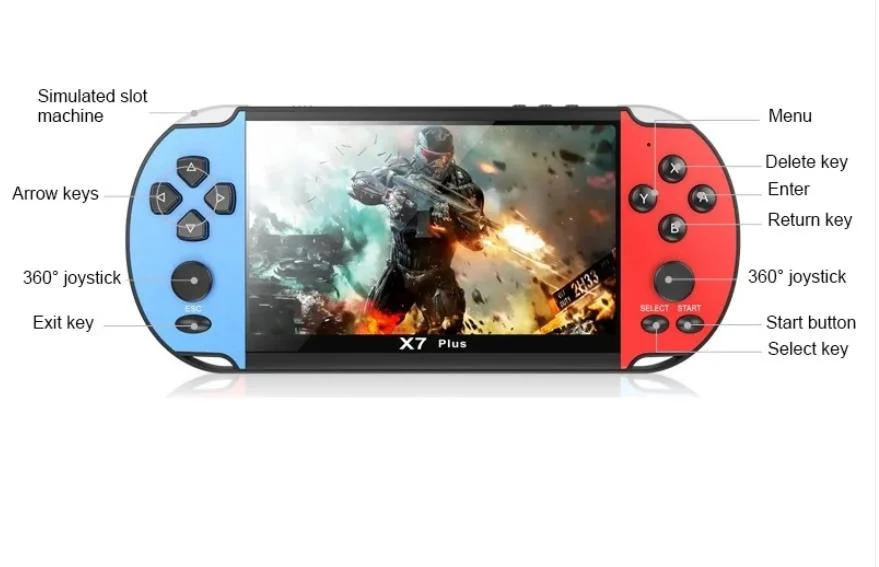 X7 Plus consola de jogos portátil com ecrã HD de 5.1 polegadas portátil Audio Video Player Classic Play Jogos grátis integrados mais de 10000