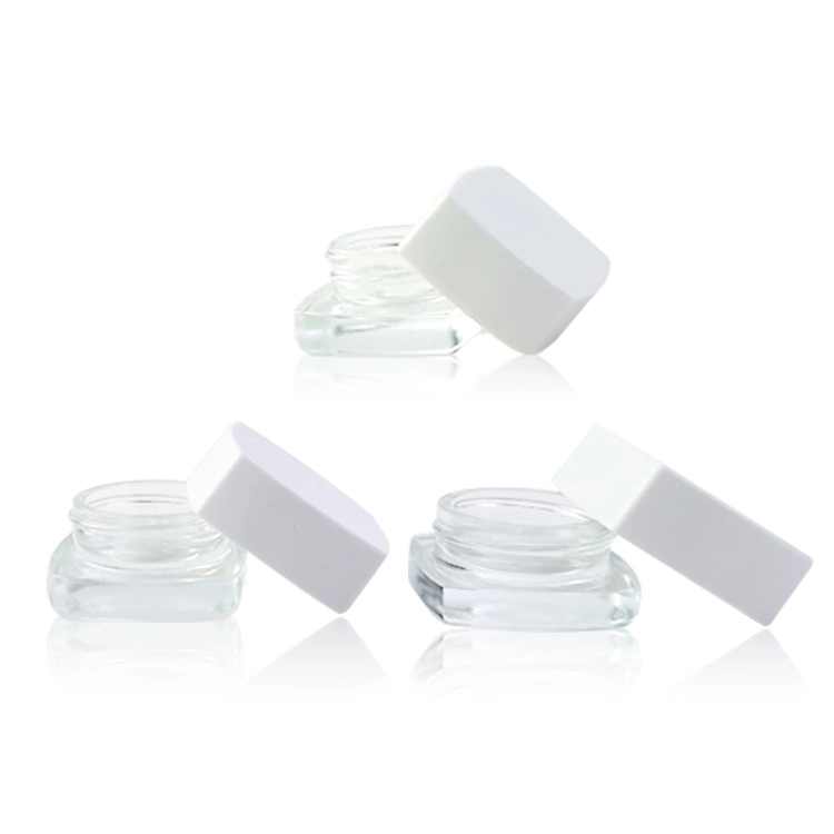 Wholesale 9ml White Container Square Qube Jar White Glass Containers for Concentrate Wax Oil 1 Gr 3.5 Gr with Child Proof DAB Jar