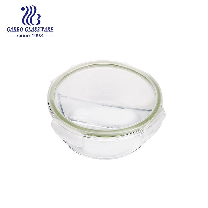 Wholesale/Supplier Microwave Borosilicate Glass Round Food Storage Container with Colored Lid and Plastic Spoon