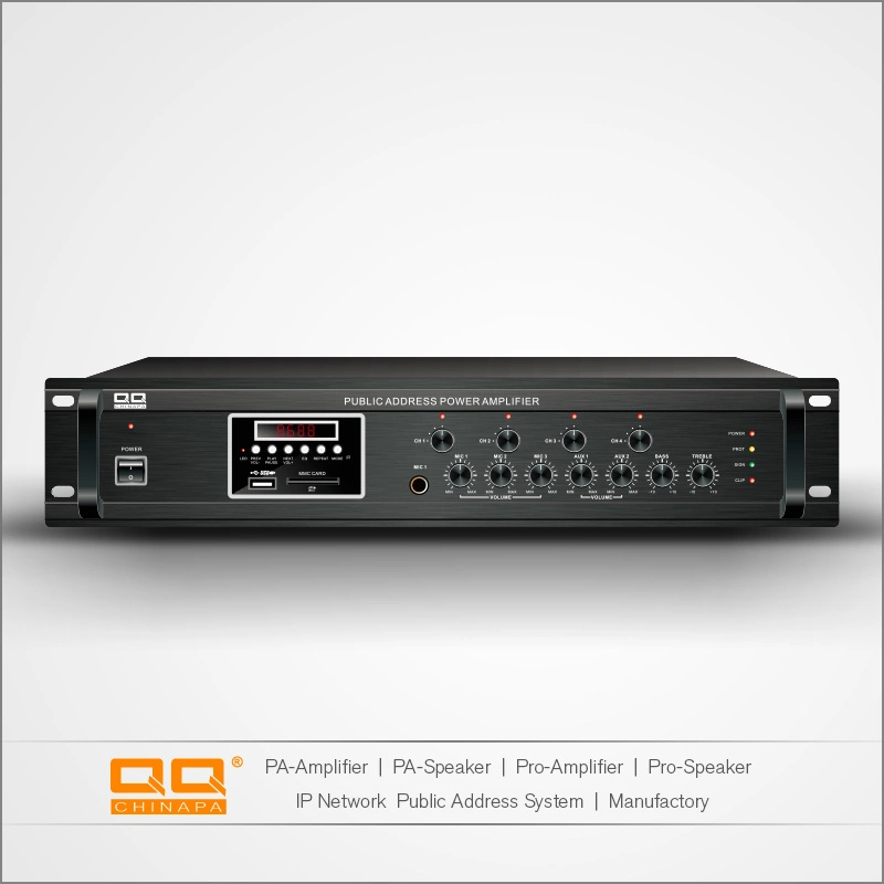 مضخم صوت بث عام للبيع الساخن 100 واط مع USB/MMC/FM/4zone /Bluetooth/مستوى صوت فردي وظيفة التحكم