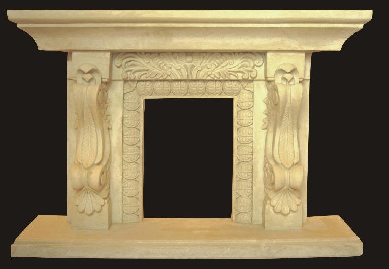 White Indoor Marble Fireplace (YXFP-007)