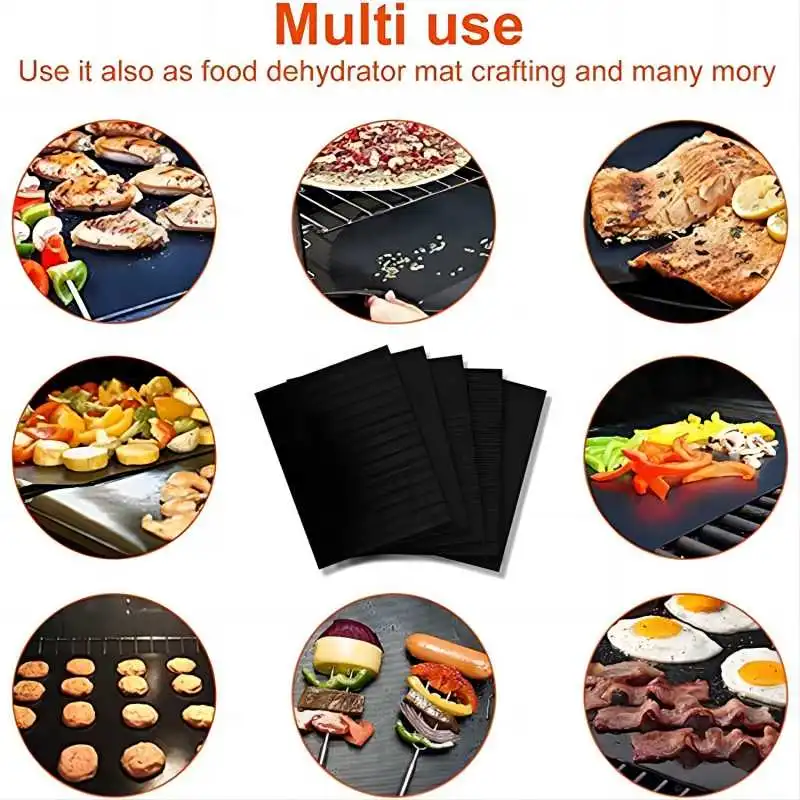 Grill Mats Set of BBQ Non-Stick Under Grill Baking Mat Reusable