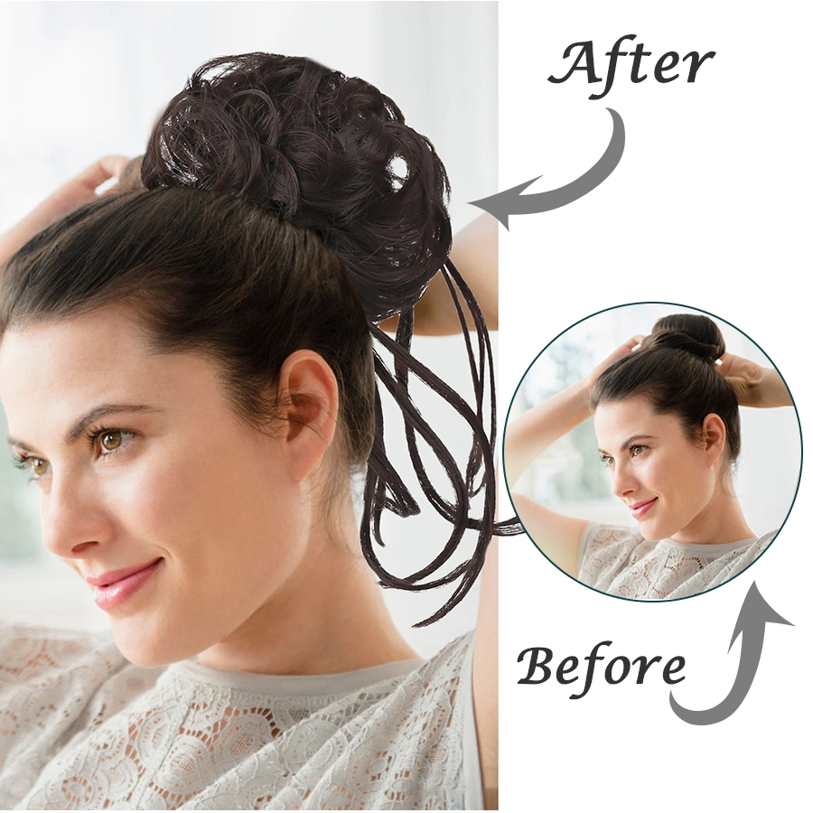 New Style Hochtemperatur-Faser Chignon Synthetisch Unordentlich Lockiges Haar Krawatte mit elastischem Band geflochtene Haar Bun