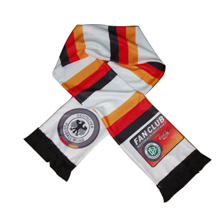 100% Polyester Sublimation Printed Football Team Scarf with Team Logo and Design