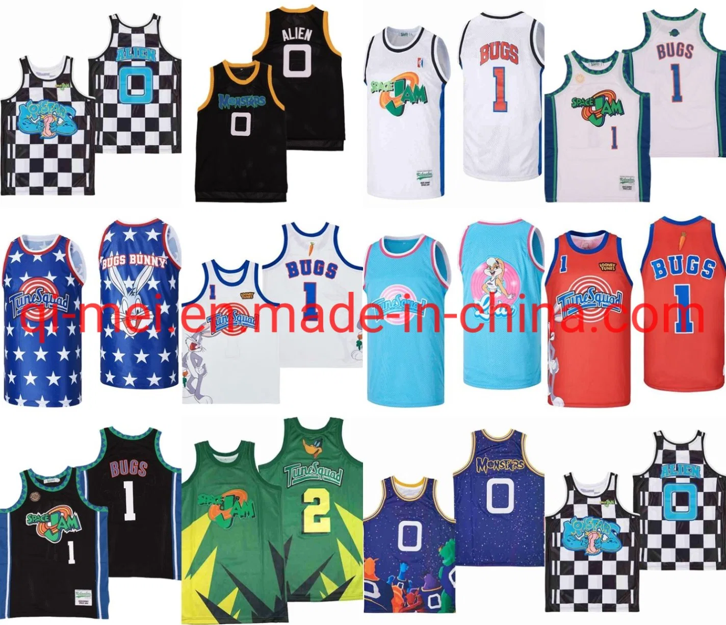 Wholesale Men Space Jam Monstars 0 Allen Bugs Bunny Tune Squad Movie N-Ba Basketball Jerseys