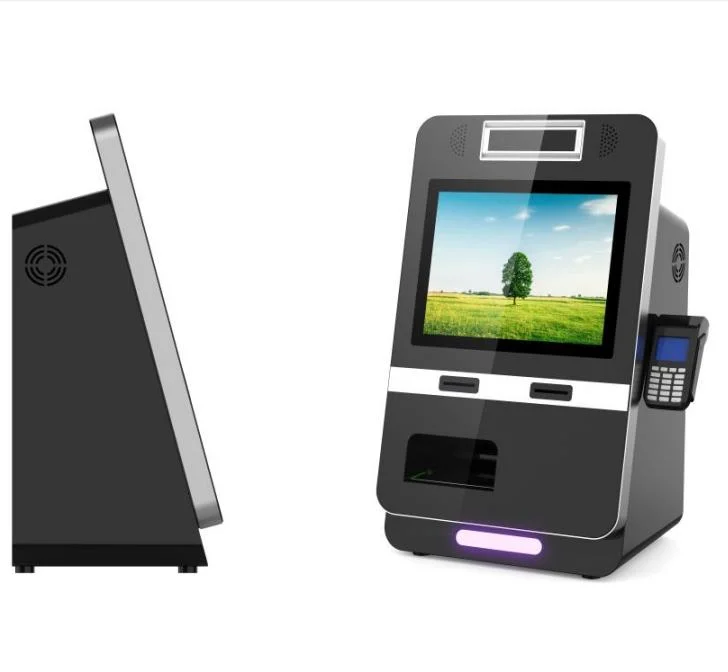 Desktop Touch Screen Hotel Check in Kiosk Self Payment Kiosk Bill Acceptor Queuing System Kiosk