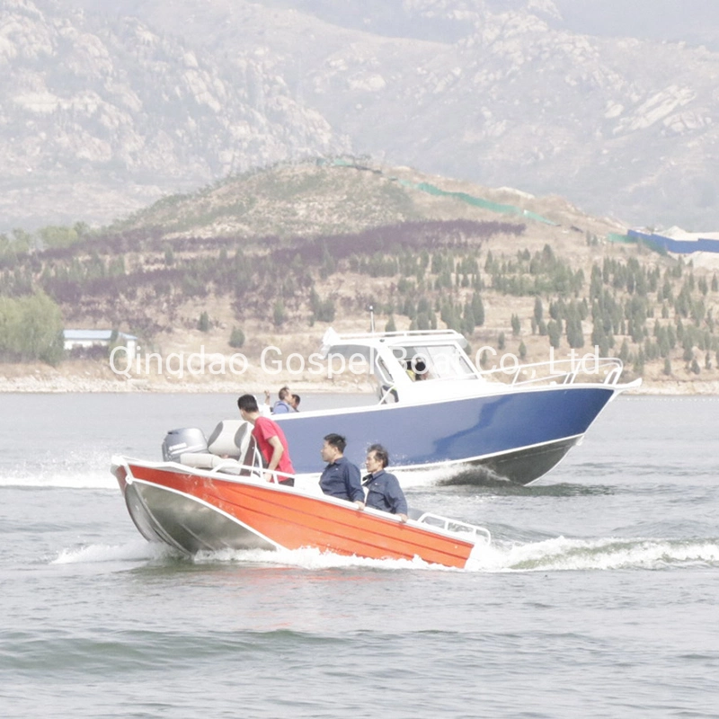 6.85m V casco de aluminio soldado barcos de pesca con Cuddy cabaña para la venta