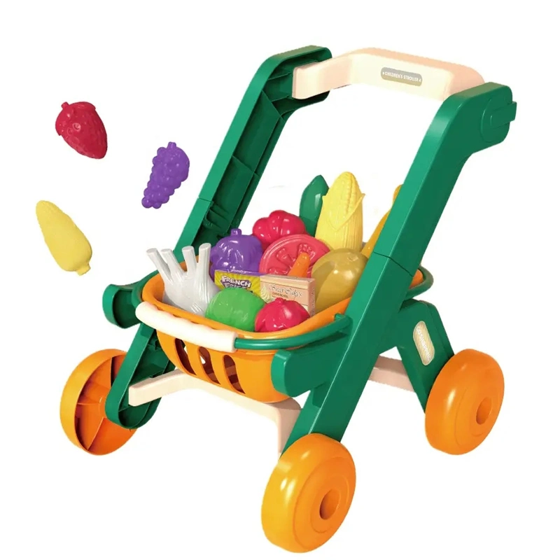 Role Play fingir crianças brinquedos de plástico para crianças Pai-filho interação Verde brinquedo pega carrinho de compras carrinho de compras de combinação da Cesta