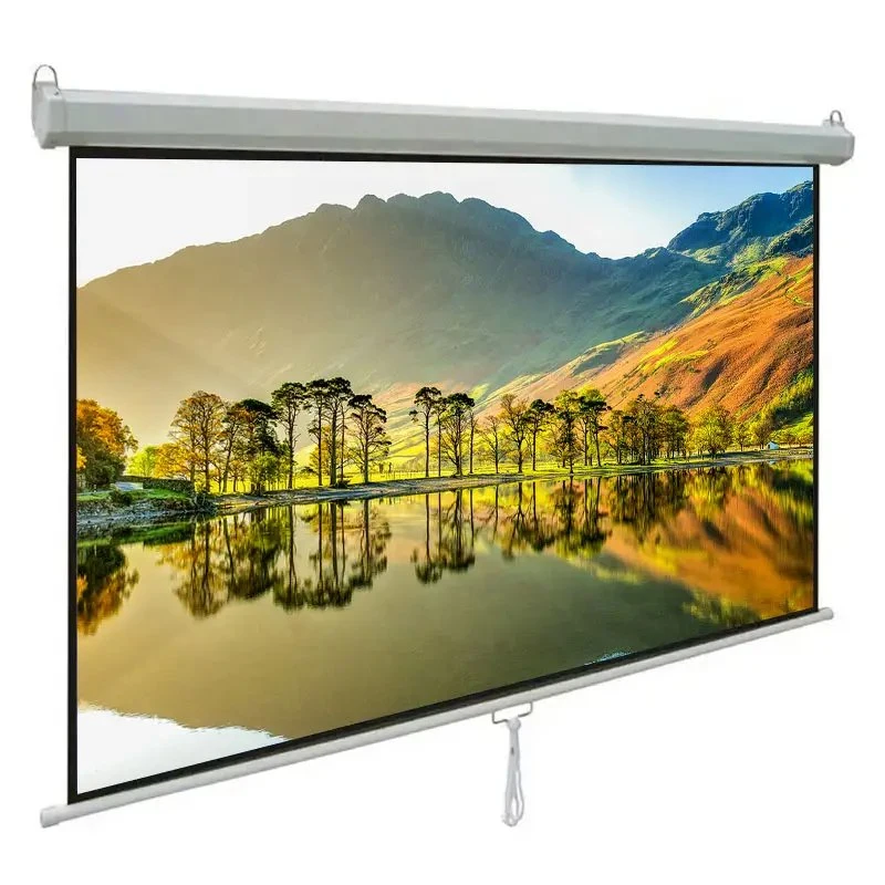 Manual Pull Down Projection Screen Office School Supply