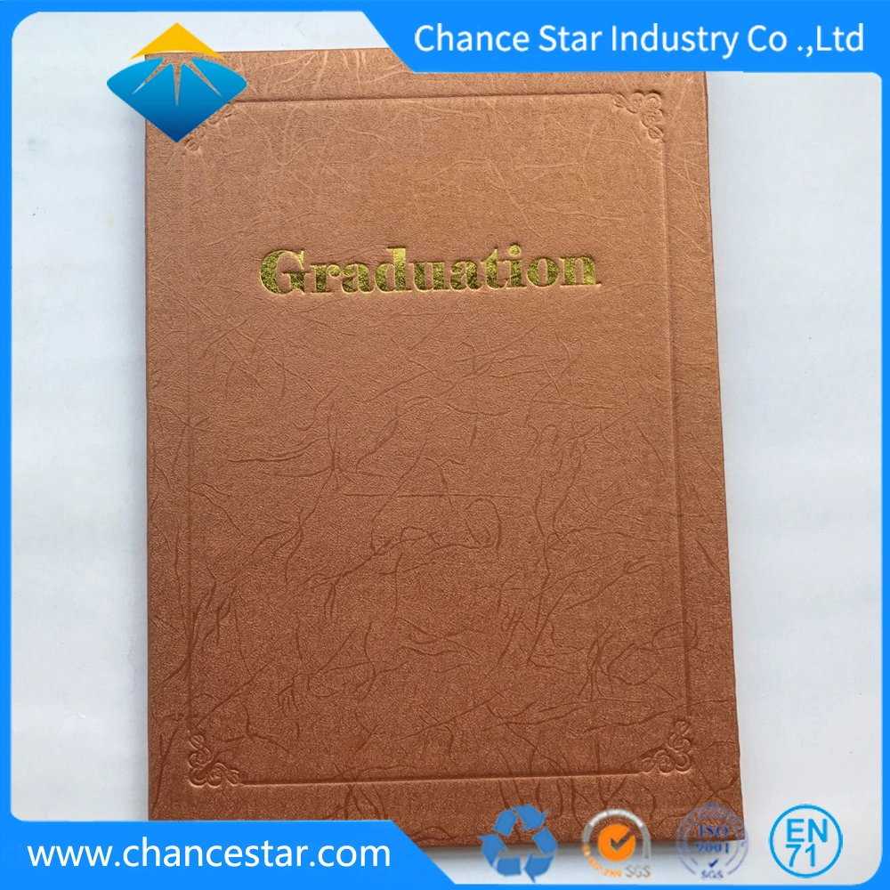 Custom Foil Logo Stamping Paper Cardboard Graduation Folder