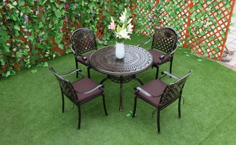 Outdoor Patio Garden New Restaurant Metal Dining Outdoor Furniture Cast Aluminum Table and Chair Set