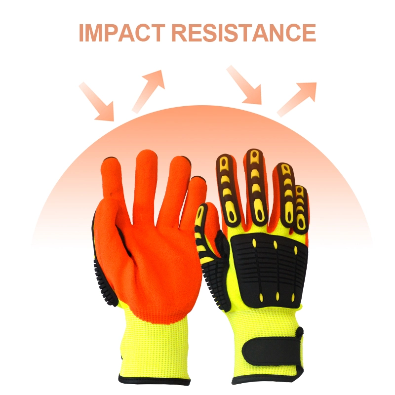 TPR Protection Impact Resistant Oilfield Use Nitirile Coated Safety Work Gloves