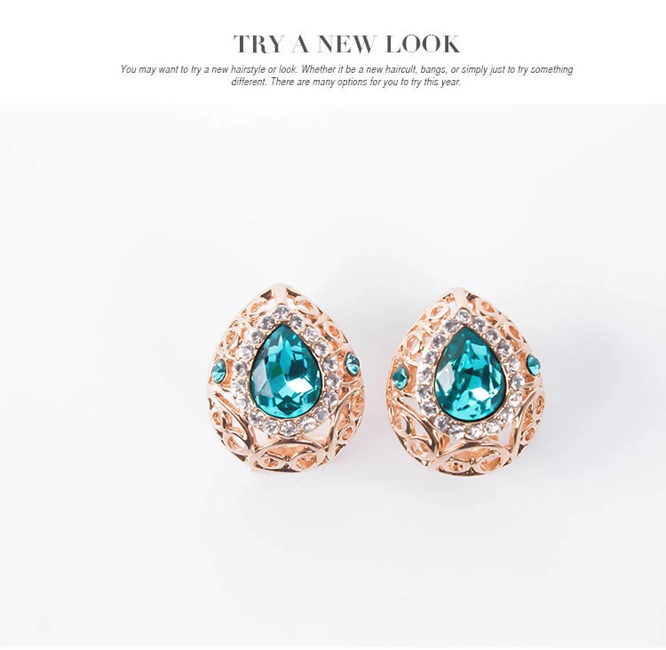 Promotion Gift Wholesale/Supplier 2021 Top Design Women Fashion Jewelry Accessories Gemstone Drop Alloy Jewelry Jet