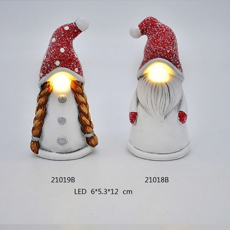 Decrotive Christmas Gift, LED Lighting Face Santa Claus, Ceramic Home Decoration