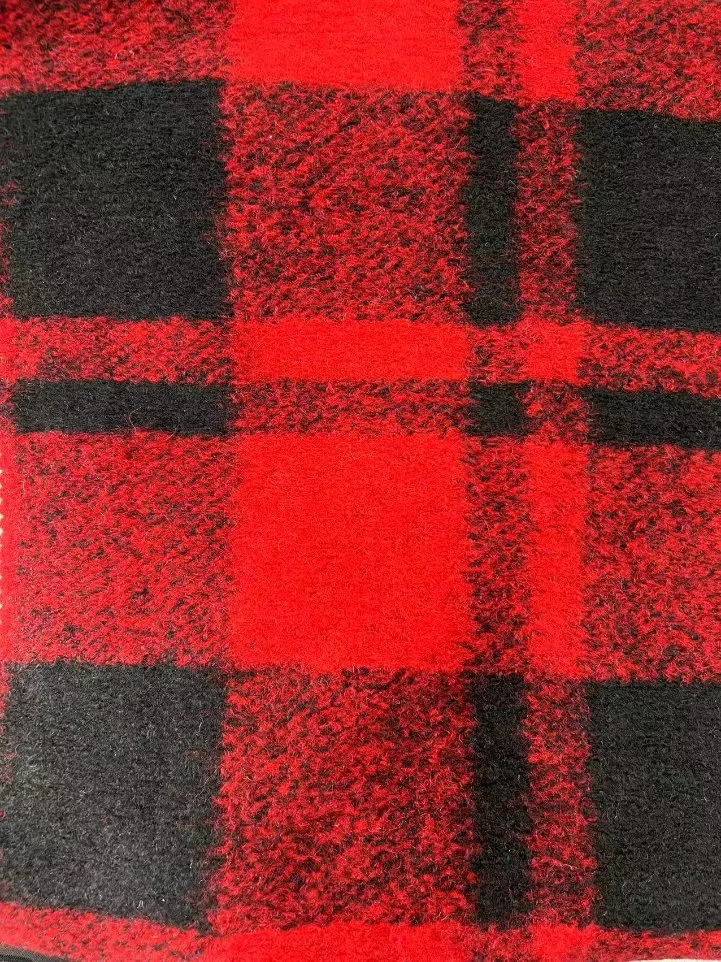 Classic Red/Black Plaid Pattern 400G/M Elastic Wool Fabric