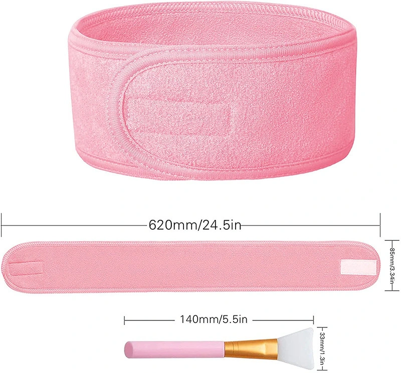 Customized Logo Materials Organic Cotton Bamboo Coral Velvet Adjustable Velcro SPA Headband