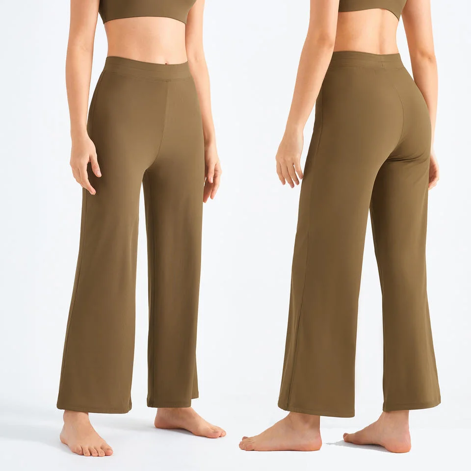 2023 New Fashion Comfortable High-Waist Hip-Lifting Yoga Sports Split Flared Long Pants Women